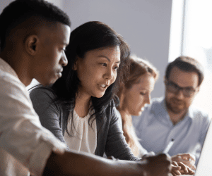 stock image of group of people working together